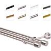 MDEKOR Bastone Per Tende 160 cm, Doppio, Acciaio Inox, Montato A Parete