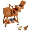 Paluplus Carrello Portacucito in Legno con Ruote, Misura 34x23x57 cm, Cestino a Scaletta a 3 Piani con 5 Scomparti per accessori cucito, sartoria e fai da te, Made in Italy -010F -5,4 (Noce)
