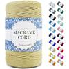 Uiopa Corda Macrame, Filo Macrame Corda Cotone, 4 Fili Cordoncino Cotone Spago Colorata, Cordino per Borse Uncinetto Arazzo da Parete Artigianato Fai Da Te Appendini per Piante