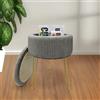 IlGruppone Pouf Rotondo in Velluto con Contenitore Portaoggetti Sgabello Toeletta Trucco Tavolino caffè Ripiano Legno Salotto Poggiapiedi con Gambe Color Oro - GrigioScuro