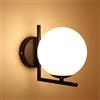 Mengjay LED Luci sfera di vetro Lampade da parete, lampada moderna da interni,Applique da parete Interno per camera da letto, soggiorno, corridoio(Nero)