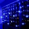 WxiaoD Tende luminose a LED Fiocco di Neve Tenda Luce Ghirlande Luminose Tende Interni Esterni 8 Modalità di Natale Decorazione Party Giardino Finestra Serata (Blu, 4m 96LED)