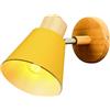 WOTTES Applique da Parete Regolabile, Lampada da Parete Industriale da Tavolo, Applique da Parete in Legno E27, Apparecchio di Illuminazione per Interni, Adatto per Camera da Letto Bagno (Giallo)