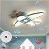 PANNN Lampadario Led Soffitto Camerette Bambini Plafoniera LED Aeroplano Dimmerabile Con Telecomando 40W 3000K-6500K Plafoniera Soffitto In Acrilico Lampada Vivaio, 59cm Azzurro Cielo