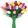 HAOSHICS 30 steli di tulipani artificiali in lattice finto - vero tocco finto colorato, per bouquet di Pasqua, primavera, matrimoni, centrotavola e composizioni floreali, decorazione per la tavola