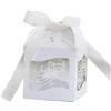 GIVBRO Bomboniere di nozze, scatole regalo in stile musicale, scatola per biscotti con nastri, per feste di compleanno, colore bianco, 50 pezzi