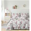 CDV Casa di Venere CDV Set di Biancheria da Letto 4 Pezzi con Stampa, Microfibra Set Copripiumino per Letto Matrimoniale con Zip, Lenzuolo con Angoli e 2 Federe, Set Copripiumini e Federe (Matrimoniale, Fiore)