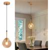 Kikioo Lampadario in metallo di lusso moderno Nordic Creative Lampada a sospensione a sfera in vetro trasparente/grigio fumo/ambra Cluster E14 Isola cucina Soggiorno Sala da pranzo Comodino Lampada a