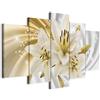 Cuadros B&D XXL - Quadro Fiori Giglio 200x100 cm 5 Pezzi - Stampa su Tela Canvas con Struttura - Quadri Componibili Moderni Soggiorno Grandi - Murale Arte Decorazioni da Parete - Astratto Natura