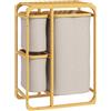 HOMCOM Cesto Portabiancheria Salvaspazio 50x32x69.7 cm Bambù e Crema