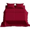 Batik Completo Lenzuola Matrimoniali Cotone NO STIRO : Set Lenzuola Matrimoniale Elegante e Confortevole per la Tua Camera da Letto - 100% Cotone - Colore Rosso Bordeaux