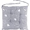 SaRani Coprisedia 6 Cuscini Sedia Lacci Double Face Quattro Punti Imbottiti Fantasia Cuore Shabby Cucina Sala Cotone (Grigio)
