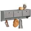 SoBuy Portachiavi da Muro Ingresso Appendini da Muro con 5 Ganci Appendiabiti e 3 Cestini in Tessuto Pieghevole, Mobile Ingresso Appendiabiti Grigio, Capacità di Carico 15kg, 100x20x31cm, FRG282-HG