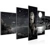 Runa Art - Quadri Africa Leone 200 x 100 cm 5 Pezzi XXL Decorazione Murale Design Bianco E Nero 022951c