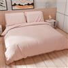 PETTI Artigiani Italiani - Set Copripiumino Matrimoniale Maxi 260x240 cm (2 Federe 63x63 cm Incluse), Parure Copripiumino Morbida Microfibra Tinta Unita Cipria Chiaro