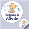 Mr Pubblicità 100 Tag Adesivi personalizzati per nascita, battesimo, compleanno, PERSONALIZZALO QUI con nome, frase, data, etichette adesive per inviti, scatolini, sacchetti, bomboniere, regalini