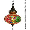 BOTOWI Lampada a Sospensione a Mosaico Turco Marocchino da 10 con Spina Lampada a Sospensione Artigianale a Mosaico Cavo da 15 Piedi con Catena e Spina Senza Cablaggio (10 Colori),Colourful