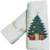 RICAMI FIORENTINI BALDI Idea Regalo Natale. Set 2 Asciugamani Viso + ospite, Spugna di Cotone 100% con Ricamo Natale. Made in Italy (Albero)