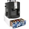 Lupia - Cassetto Porta Cialde Caffè e Porta Capsule 27x33x11 cm LEAVES COBALT BLUE, Contenitore Organizer per Caffè, Tè, Tisane e Zucchero, Angolo Bar in Legno Bianco Antimacchia per casa e ufficio