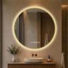 S'AFIELINA Specchio Bagno con Luce rotondo Ø 80 × 3 cm (P), Cornice D'oro, Touch, Dimmerabile, Antifog, Orologio, Temperatura, Funzione Memoria, Specchio Bagno Retroilluminato, HD Vetro Temperato