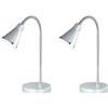 meineWunschleuchte Set di 2 luci da scrivania a LED flessibili, argento, altezza 38 cm