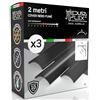 Eurocali Copertura Angolare Profilo alluminio per Strisce LED MEDUSAFLEX mod. Aurelia 2 Metri - Nera Fumé - Made in Italy in Policarbonato stabilizzato UV certificata UL94HB - Garanzia 10 anni - Pacco da 3