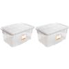 Acan Tradineur - Confezione da 2 scatole di immagazzinaggio - Realizzato in plastica - Contenitore per giocattoli, libri, vestiti, coperte, n. 18 (Transp.) 45 x 61,5 x 29,7 cm - 60 litri