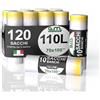G.M. DISTRIBUZIONE GM 120 Sacchi Spazzatura Con Maniglie 70x100 cm, Colore TRASPARENTE, Capacità 110 Litri, Antigoccia, Sacchetti per Raccolta Differenziata, Fatti in plastica LDPE Made in Italy, 12 Rotoli da 10 Pezzi