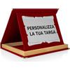 ATS Incisione Targhe & Timbri Targa Personalizzata con Astuccio in Velluto - Regalo per Premi, Laurea, Matrimonio - Made in Italy (Rosso con bordino in legno - Targa Pergamena Argento (28×23 cm))