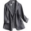 Mywinway Giacche Blazer da Donna Casual Maniche 3/4 Leggere Estive Primaverili in Cotone e Lino, Beige, X-Large