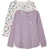 Damart - Set di 2 pigiami in jersey puro cotone pettinato, da donna, Bianco Marina/Viola, S