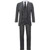 Tru Clothing Abito da Uomo Nero Classico 3 Pezzi in Tweed a Spina di Pesce 48