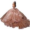 Yifanier Abiti Quinceanera in Tulle Scintillante con Fiocco e Spalle Scoperte Abiti Quinceanera in Tulle Abiti da 16 Dolci con Strascico MT013