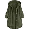 Generic Cardigan da donna casual con cappuccio caldo Shaggy spesso button down solido cardigan carino inverno pelliccia sintetica giacca peluche pesante capispalla termico shacket, Verde, L