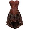 WLFFW Bustino Corsetto Pelle e Gonna Tutu Corpetto Donna Steampunk Marrone Sottile (EU(32-34) S, Marrone)