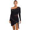 Freebily Vestito da Ballo Donna Latino Americano Tango con Strass Nappa Lustrino Abito da Danza Classica Lirica Samba con Orlo Asimmetrico Costume da Valzer Sala da Ballo Bianco XXL