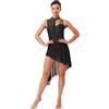 inhzoy Vestito da Ballo Latino Americano Tango Donna Abito da Balletto Danza Lirica Contemporanea in Pizzo Floreale Body Ginnastica Ritmica Vestito da Pattinaggio Artistico Nero XL