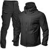 Generisch - Set Giacca da escursionismo da uomo con cappuccio, Giacca da trekking e pantaloni da lavoro, Set completo da due pezzi, tuta sportiva tinta unita, tuta tattica invernale calda, Giacca in