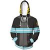 Charous Anime Fire Force Cosplay felpe con cappuccio, unisex con stampa 3D, per festival, cosplay o regalo Grigio XL