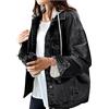 LifeShe Giacca di jeans da donna con cappuccio oversize invecchiato giacche di jeans con cappuccio, Blu, Large