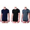 marcLuis - Maglia Intima Mezza Manica Girocollo Uomo 100% Caldo Cotone Felpato Interlock, Confezione 3 Pezzi, Bianco, M