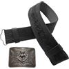 STITCHIFY Cintura tradizionale scozzese in pelle kilt e fibbia a cardo antico, Celtic Embossed / Cardo Fibbia Nero Set, L
