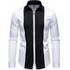 Foweknow Camicia da uomo a maniche lunghe con chiusura lampo, casual, per il tempo libero, vestibilità normale, per matrimoni, feste, semplicità, versatile, Nero , L