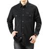 FAWHEWX Camicia da Uomo con Bottoni in Cotone Lavato Giacca Casual a Maniche Lunghe Camicia da Uomo a Maniche Lunghe con Due Tasche vestibilità Regolare Camicia Casual a Maniche(Un nero/6XL)