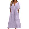 Generic Abito estivo da donna, elegante e largo, con bottoni, traspirante, abito da spiaggia, da donna, a maniche corte, abito a tunica leggero con tasche, Lilla, XL