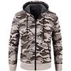 LOIJMK Calda giacca in pile mimetico per uomo militare con fodera in cotone - Felpa termica invernale con chiusura a strappo e tasche con zip - Classica felpa con cappuccio, beige., XL