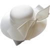 Hdhdeueh Cappello a cilindro da donna in raso con fiocco francese, per banchetto, abito da sposa, cappello Fedora nero, bianco, Taglia unica