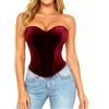 Scarlet Darkness Corsetto vintage in velluto per donna, overbust, modellante, gotico, per feste e club, top senza spalline, stile rinascimentale, Vino rosso, 10