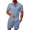 DGZTWLL Abiti da uomo uomo 2 pezzi vacanze hawaiano spiaggia abiti vestibilità regolare estate casual moda camicia e pantaloncini set abbigliamento da crociera, Azzurro, M