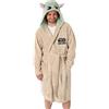 Star Wars Accappatoio con cappuccio di Yoda | Abbigliamento da casa unisex in morbido pile beige | Chiusura con lacci a maniche lunghe per adulti | Merchandising di film classici